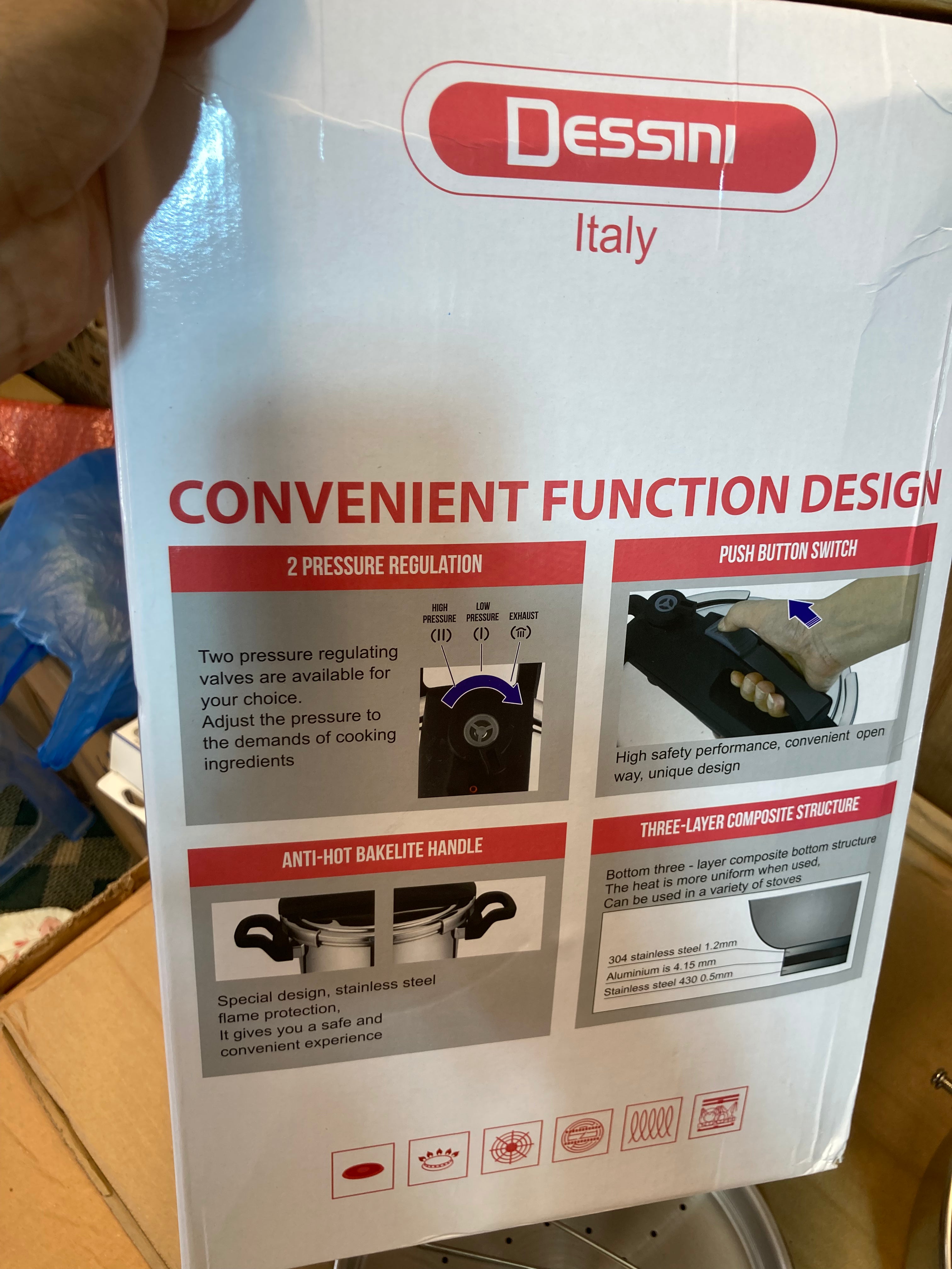 Italy Lot Imported Dessini 3-in-1 Pressure Cooker 5L+7L