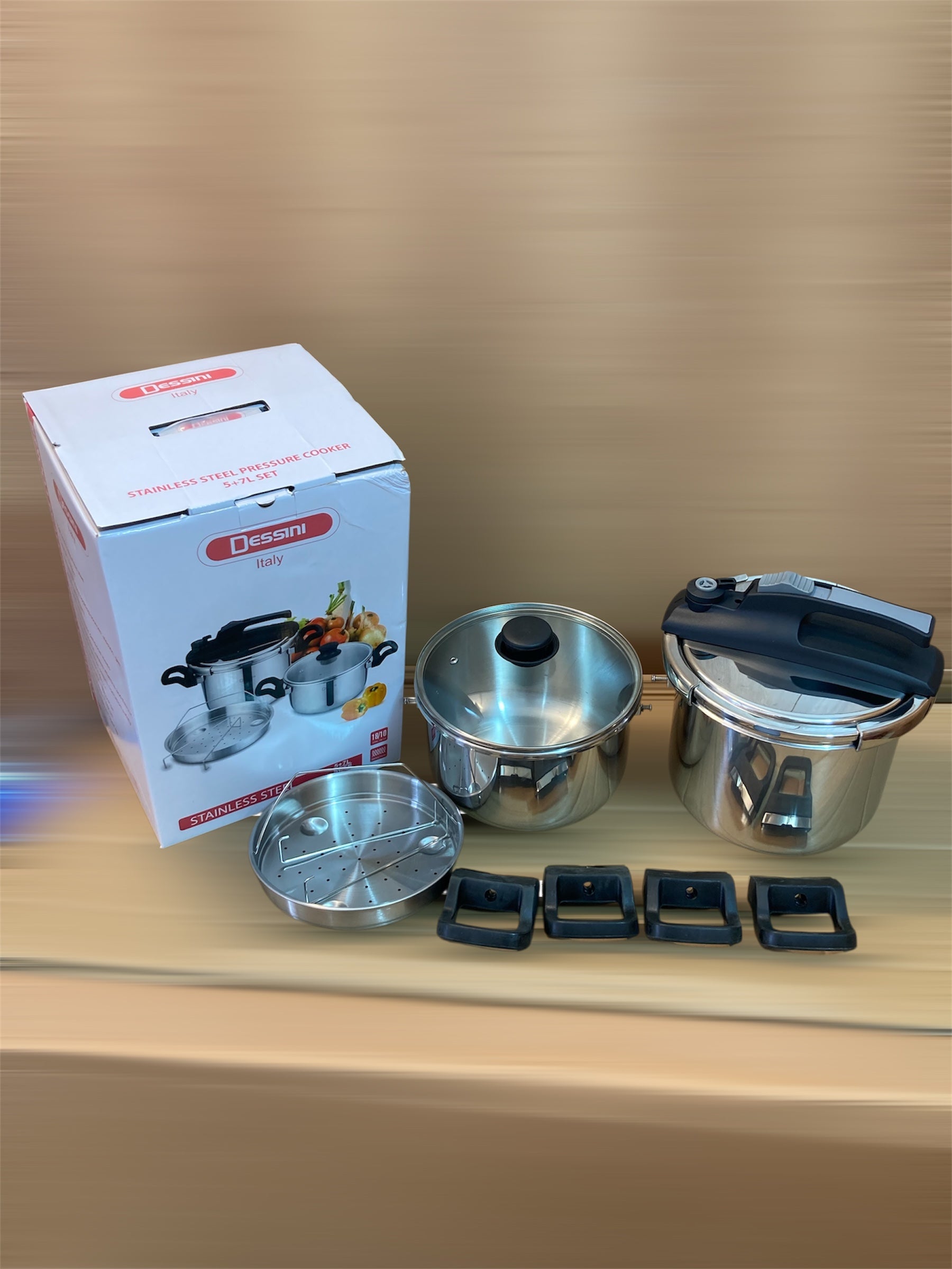 Italy Lot Imported Dessini 3-in-1 Pressure Cooker 5L+7L