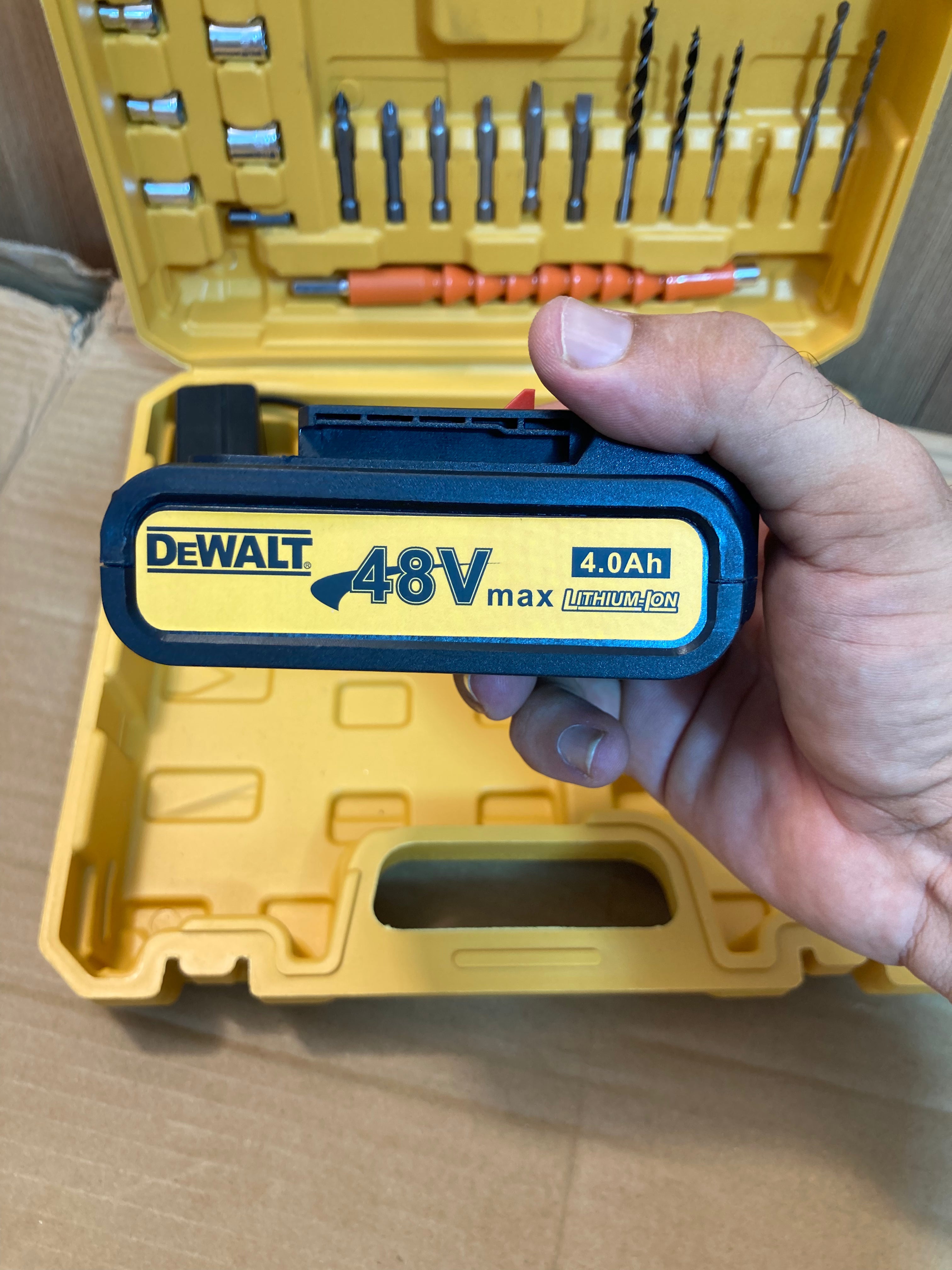 DeWALT Brushless Drill Machine Set with Double Rechargeable 48V Batteries
