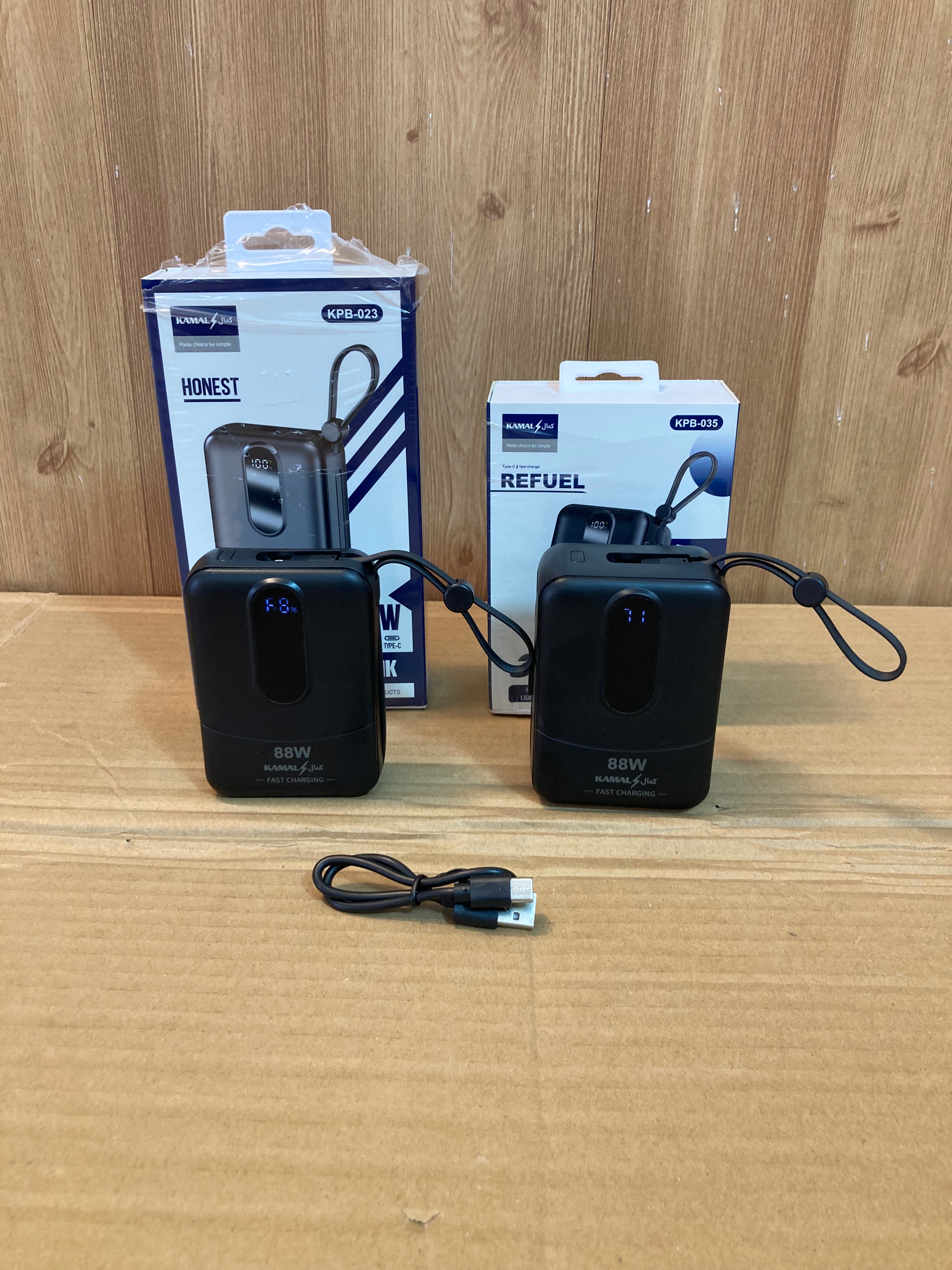 Kamal 88W Compact Digital 2 Built-in Cables Super Fast Charging Power Bank