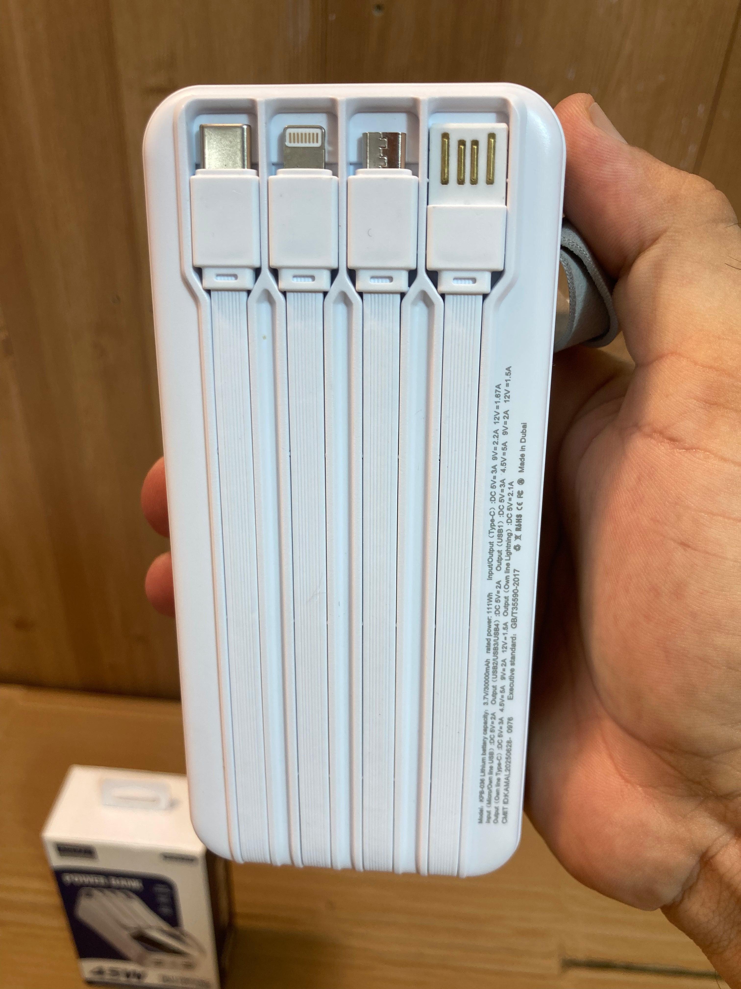 Kamal 45W Super Fast 4Built-in Cables Charging Power Bank 30,000mAh KPB-036