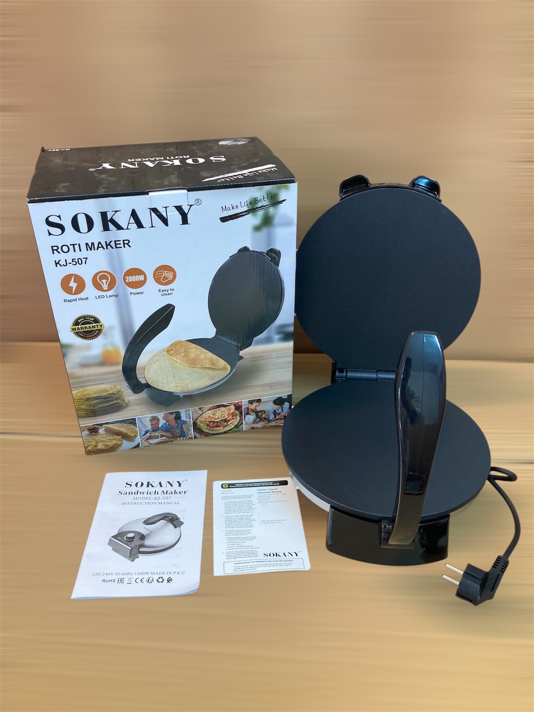 SOKANY Heavy Duty Non-Stick Electric Roti Maker 2000W
