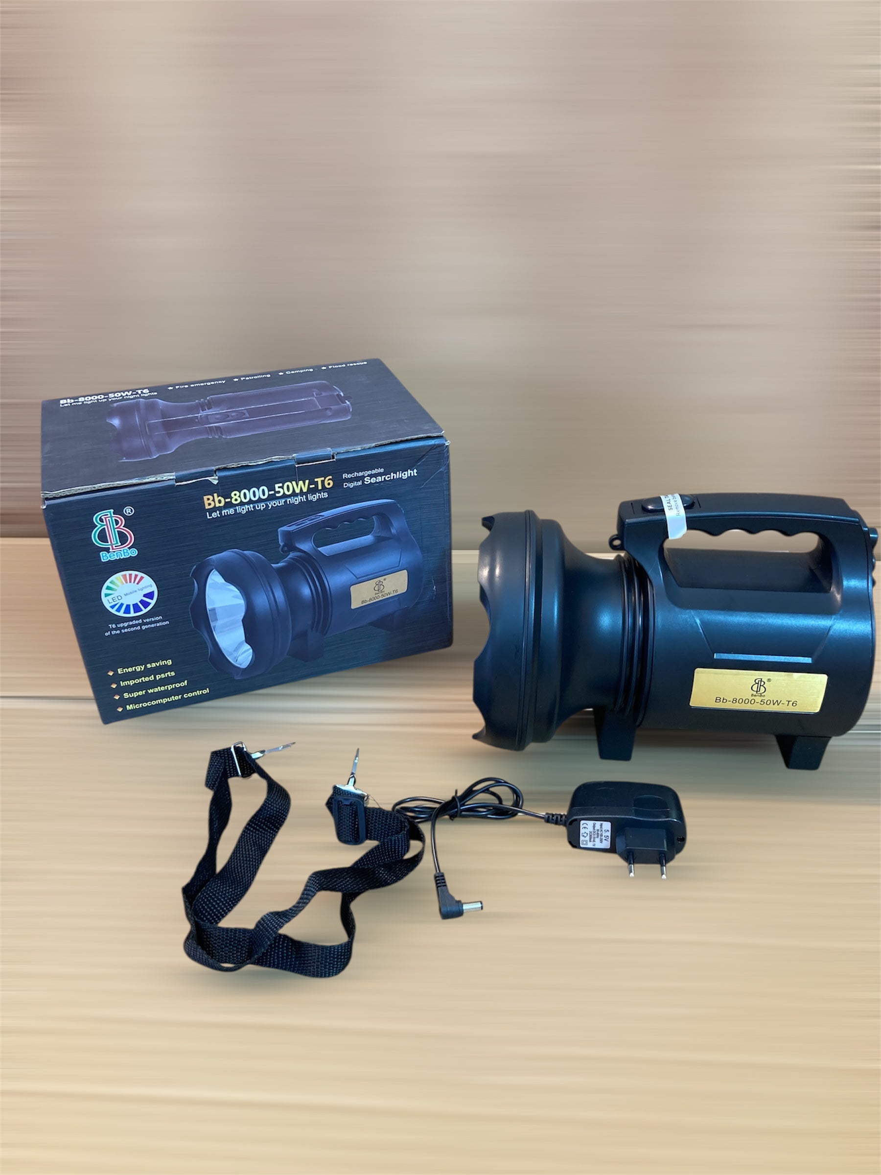 Bb-8000-50W-T6 Rechargeable Searchlight - Camping Light
