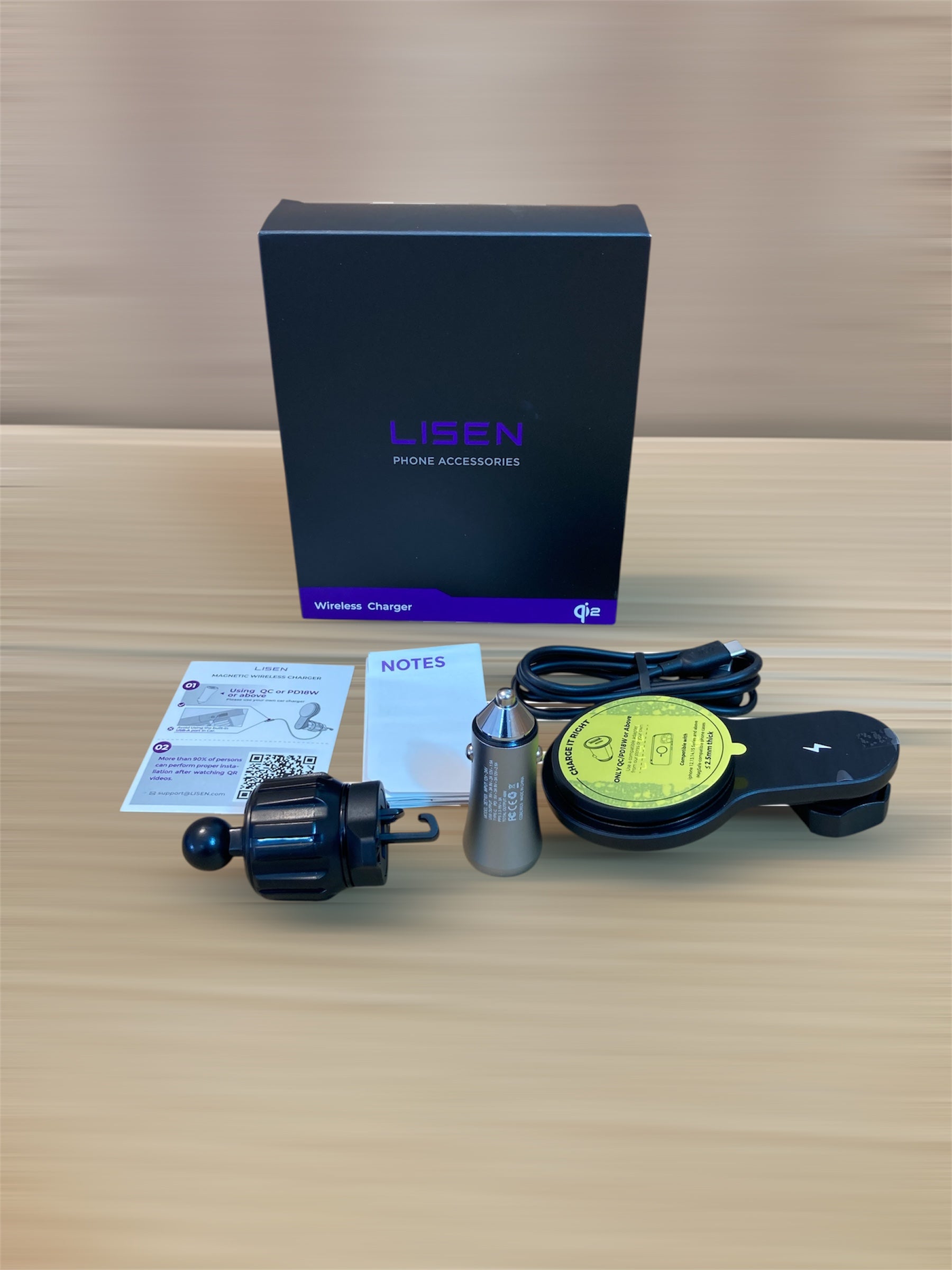 LISEN Wireless Magnetic Car Charger with Cooling Fan