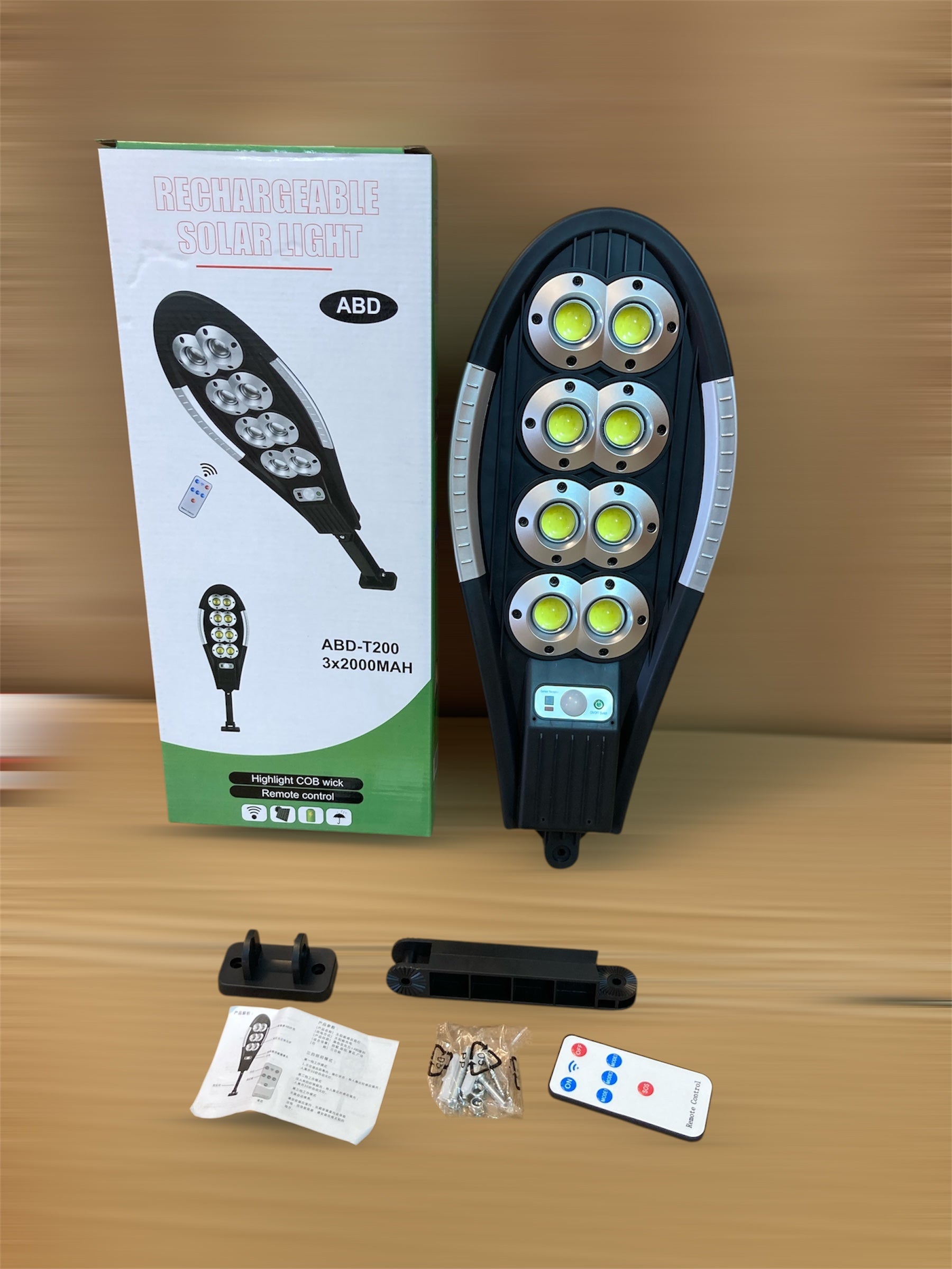 Solar Sensor Street Security Light 3 Modes Remote Control