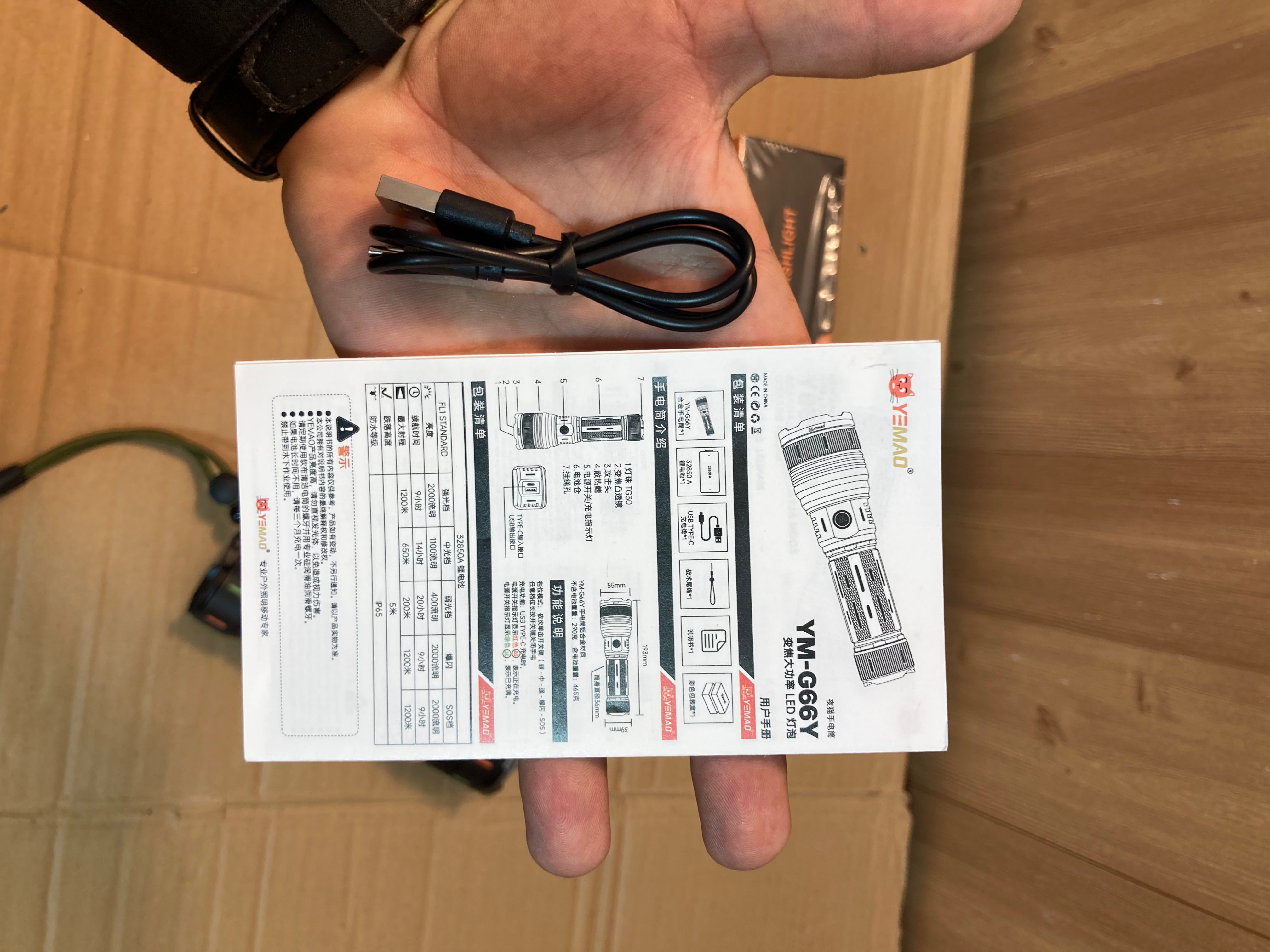 Yemao Rechargeable Led Flashlight-Torch YM-G66Y