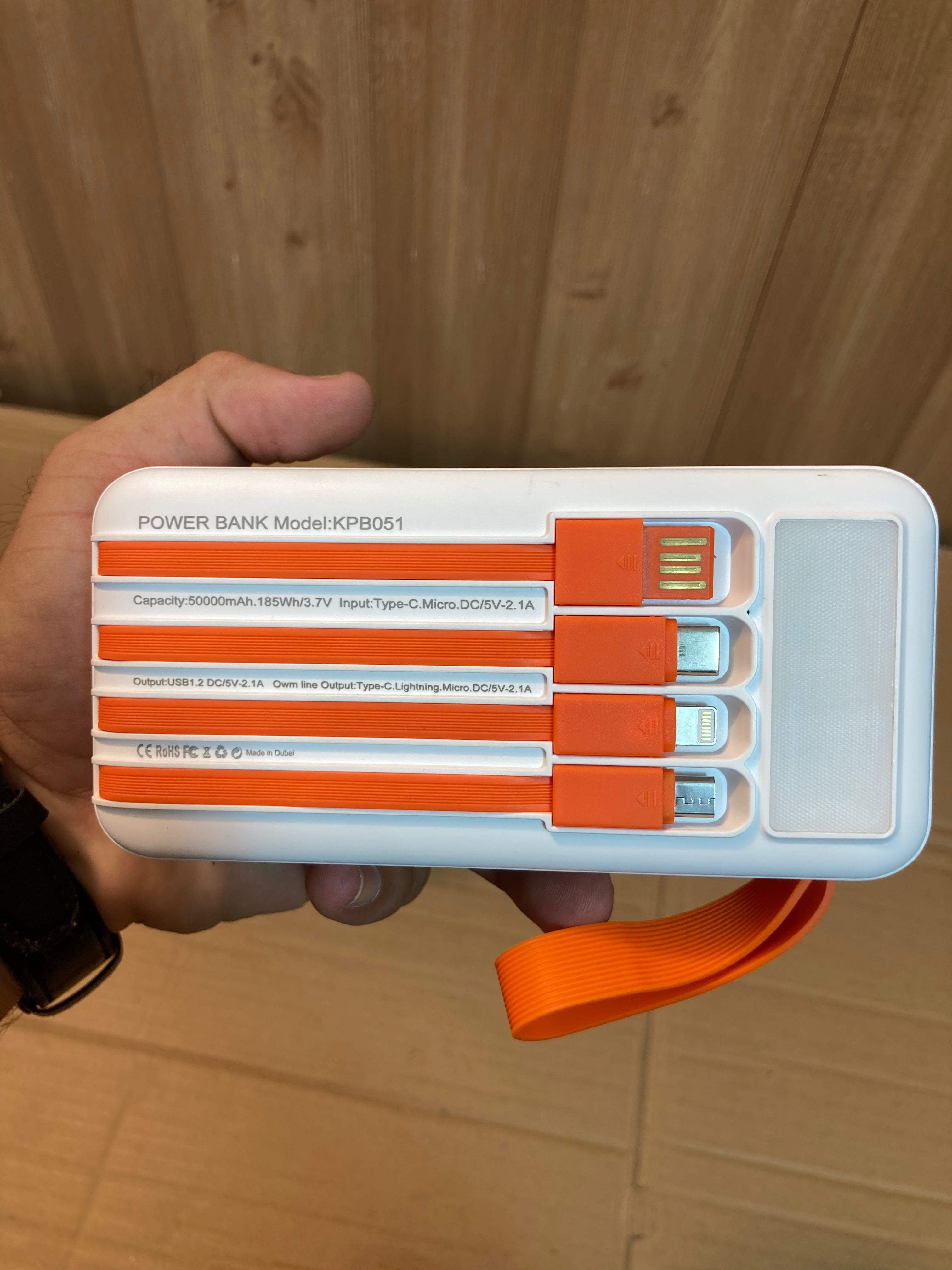 Kamal 50,000 mAh Solar Power Bank with 4 Built-in Cables KPB051