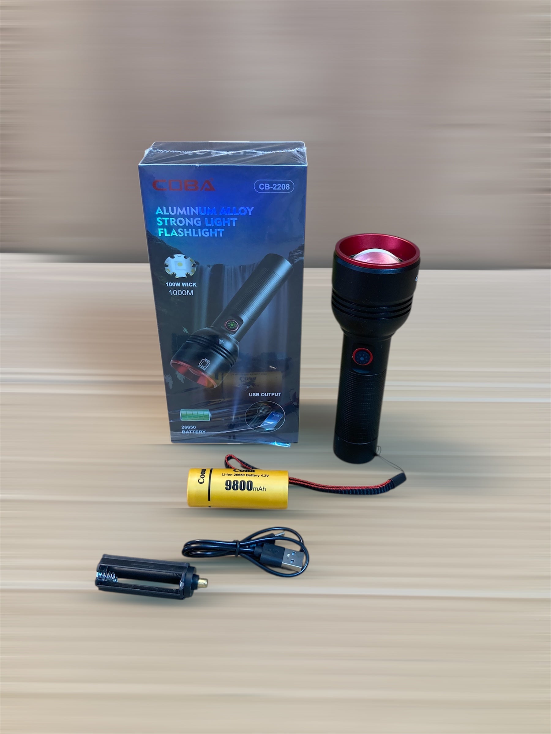 COBA Rechargeable Led Flashlight/Torch CB-2208