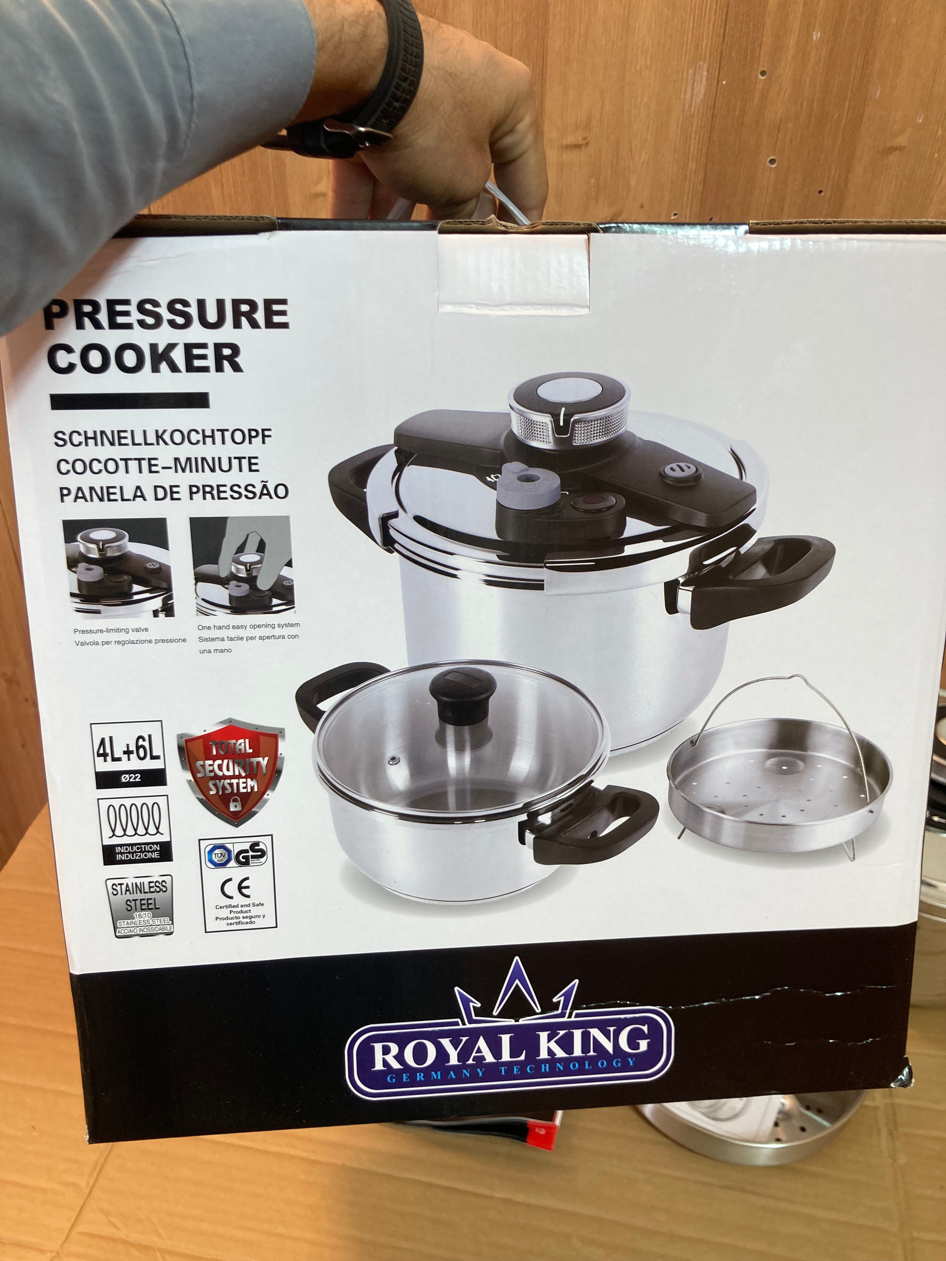 Royal King Induction Base 18/10 Stainless Steel Pressure Cooker 4+6 Litre
