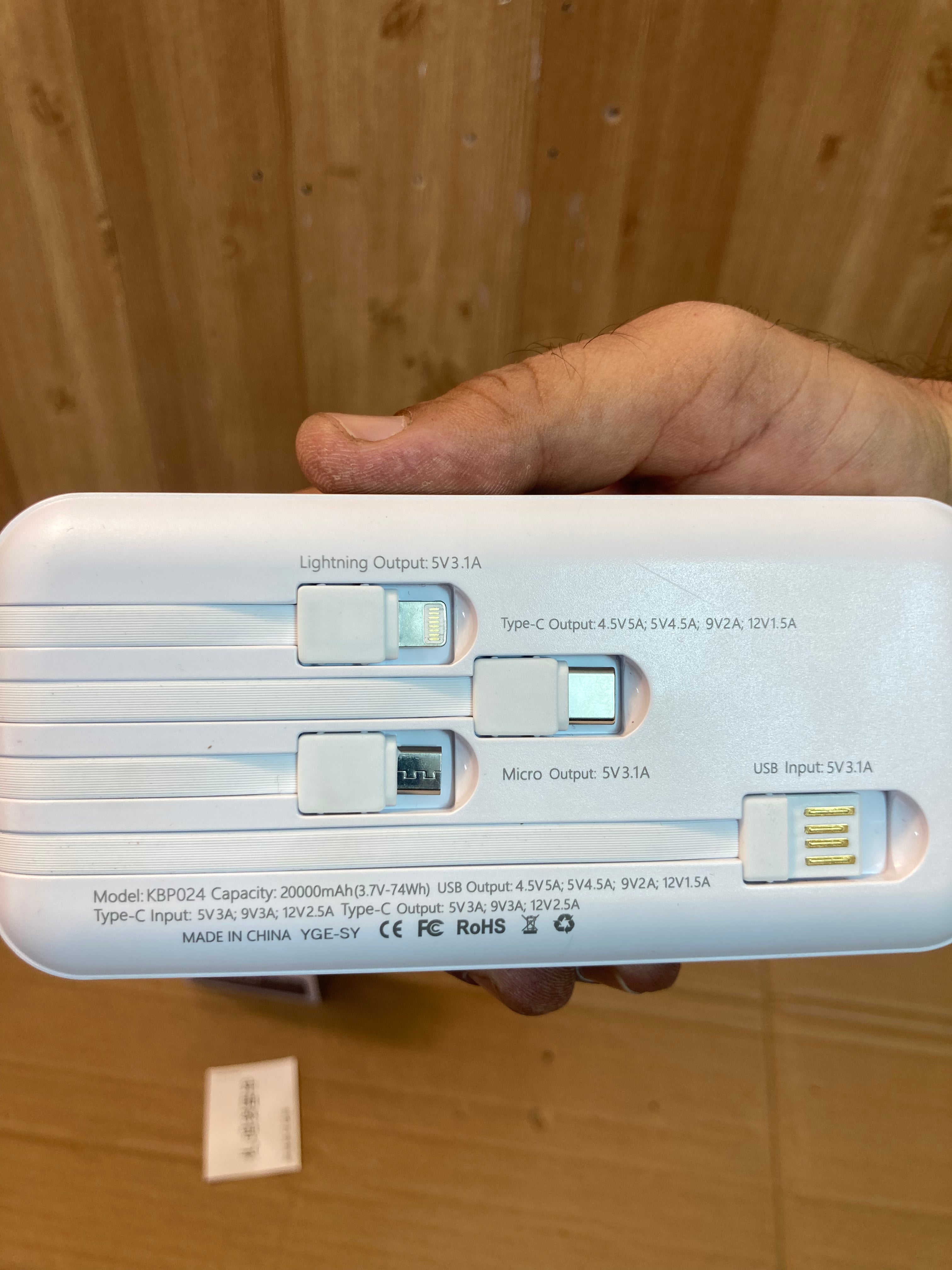 Kamal 22.5W Fast Charging Built in Cable 20,000 mAh Power Bank KBP024