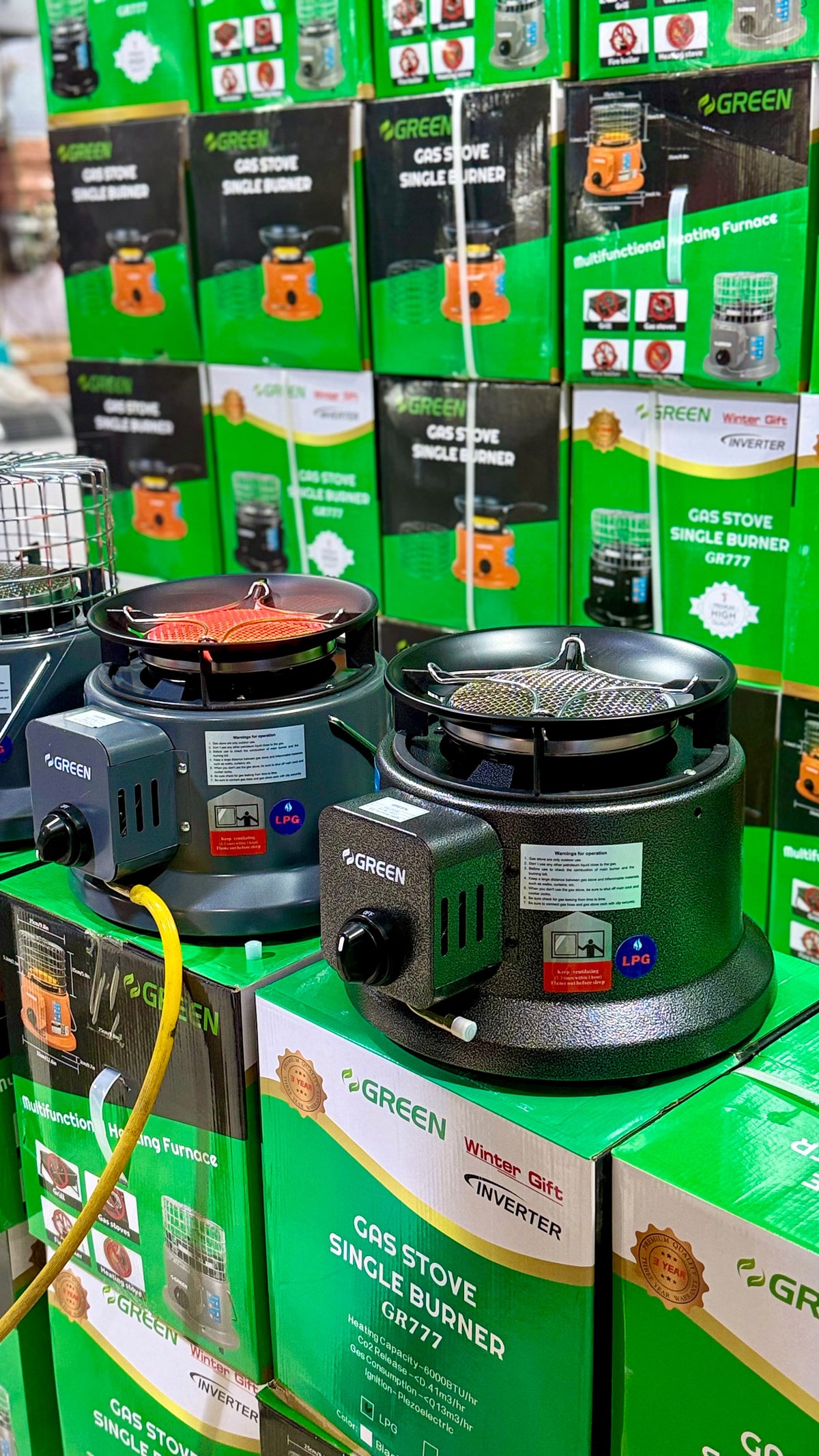 GREEN 2-in-1 Gas Heater & Stove – Original Ceramic Plates, Low Gas Consumption (NG / LPG)