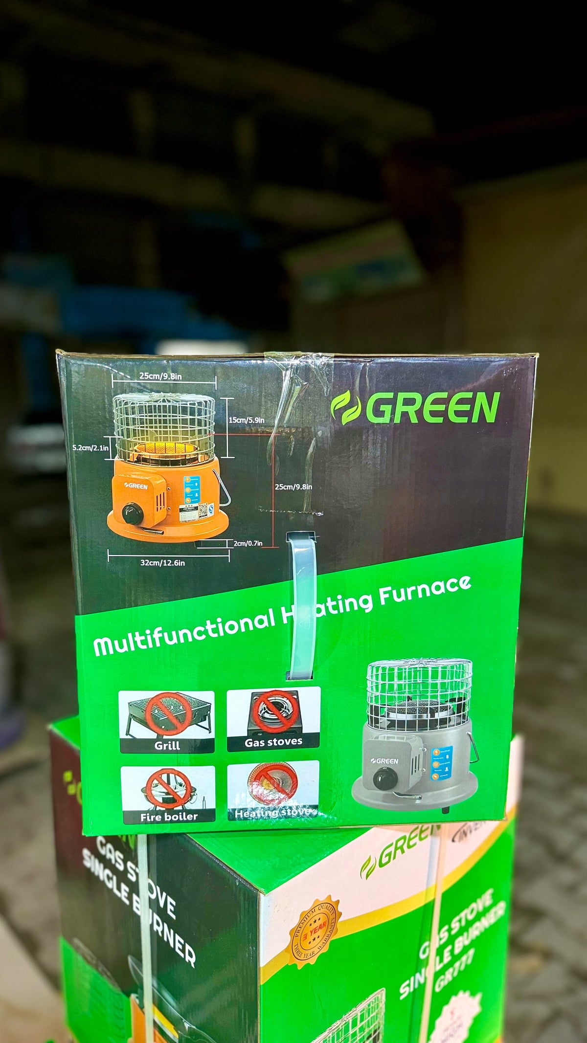 GREEN 2-in-1 Gas Heater & Stove – Original Ceramic Plates, Low Gas Consumption (NG / LPG)
