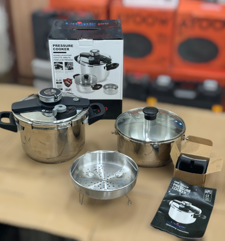 Lot Imported Unique Pro 4+6L Stainless Steel Pressure Cooker With Steamer