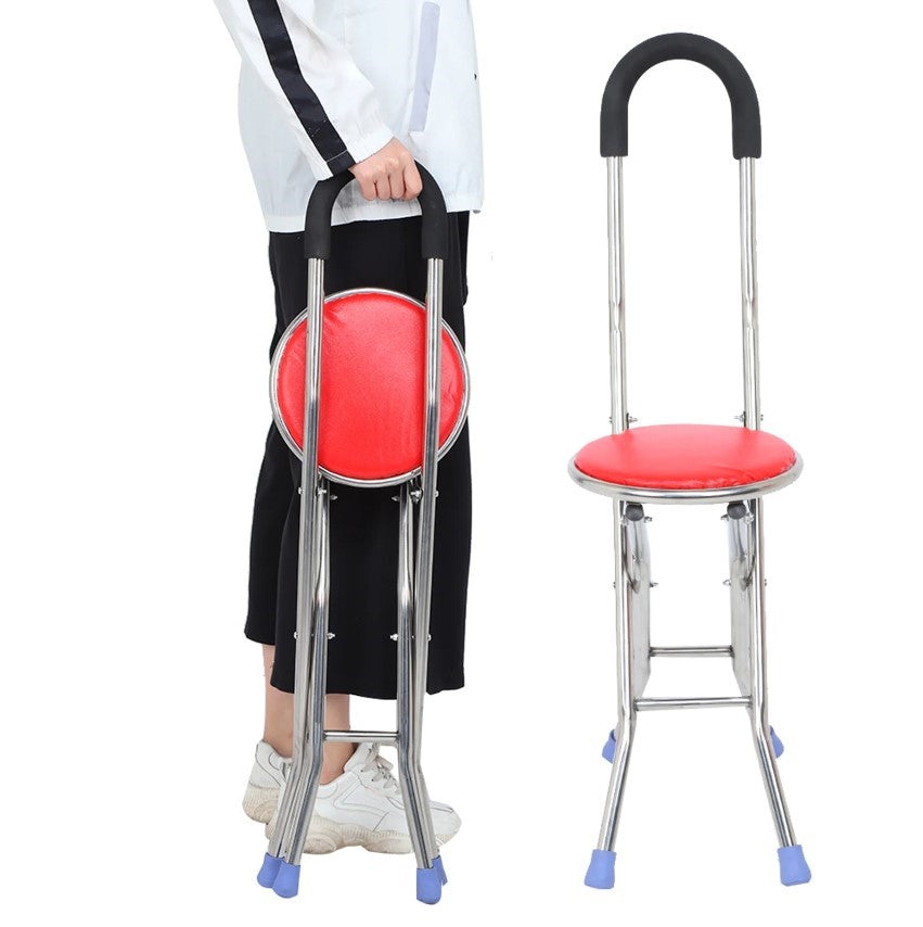 Comfort 2-in-1 Foldable Walking Stick Chair with Seat