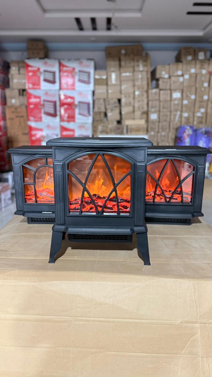 NBC007BK Electric Fireplace Room Heater – Modern Black LED Flame Heater with Adjustable Thermostat & Safety Protection