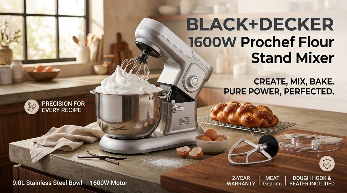 BLACK+DECKER 1600W Prochef Flour Stand Mixer