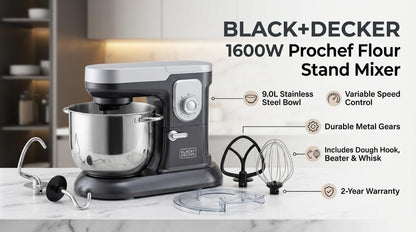 BLACK+DECKER 1600W Prochef Flour Stand Mixer