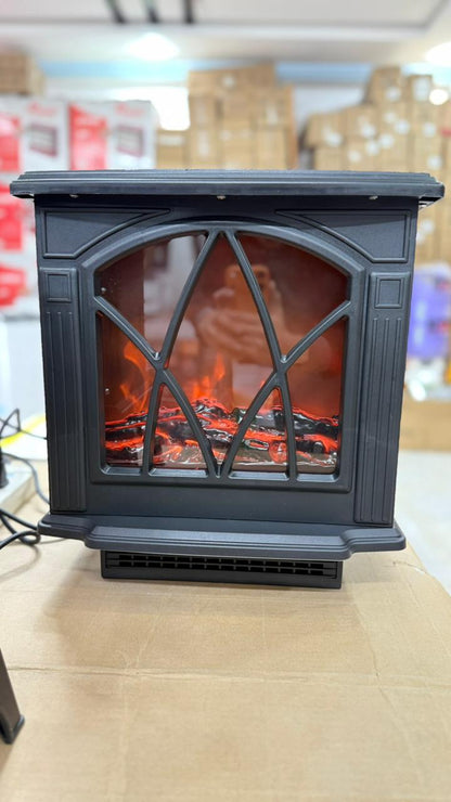 NBC007BK Electric Fireplace Room Heater – Modern Black LED Flame Heater with Adjustable Thermostat & Safety Protection