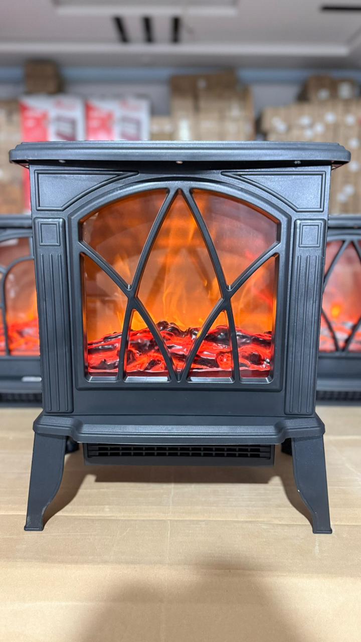 NBC007BK Electric Fireplace Room Heater – Modern Black LED Flame Heater with Adjustable Thermostat & Safety Protection