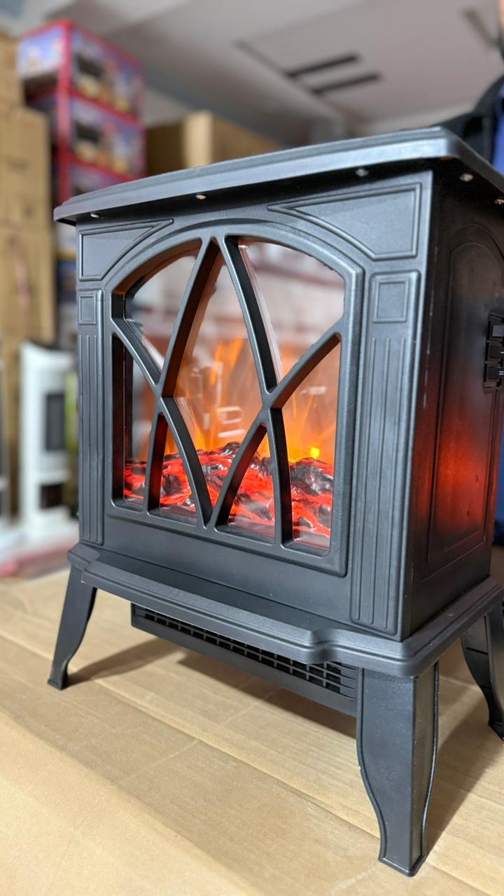 NBC007BK Electric Fireplace Room Heater – Modern Black LED Flame Heater with Adjustable Thermostat & Safety Protection