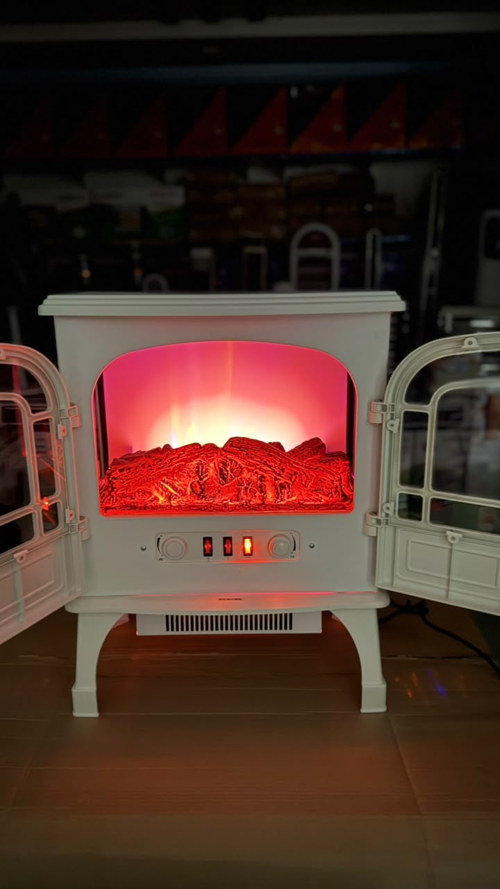AICHEN FP203-T3-P Premium 3D Flame Electric Fan Heater (1000W/2000W) – White
