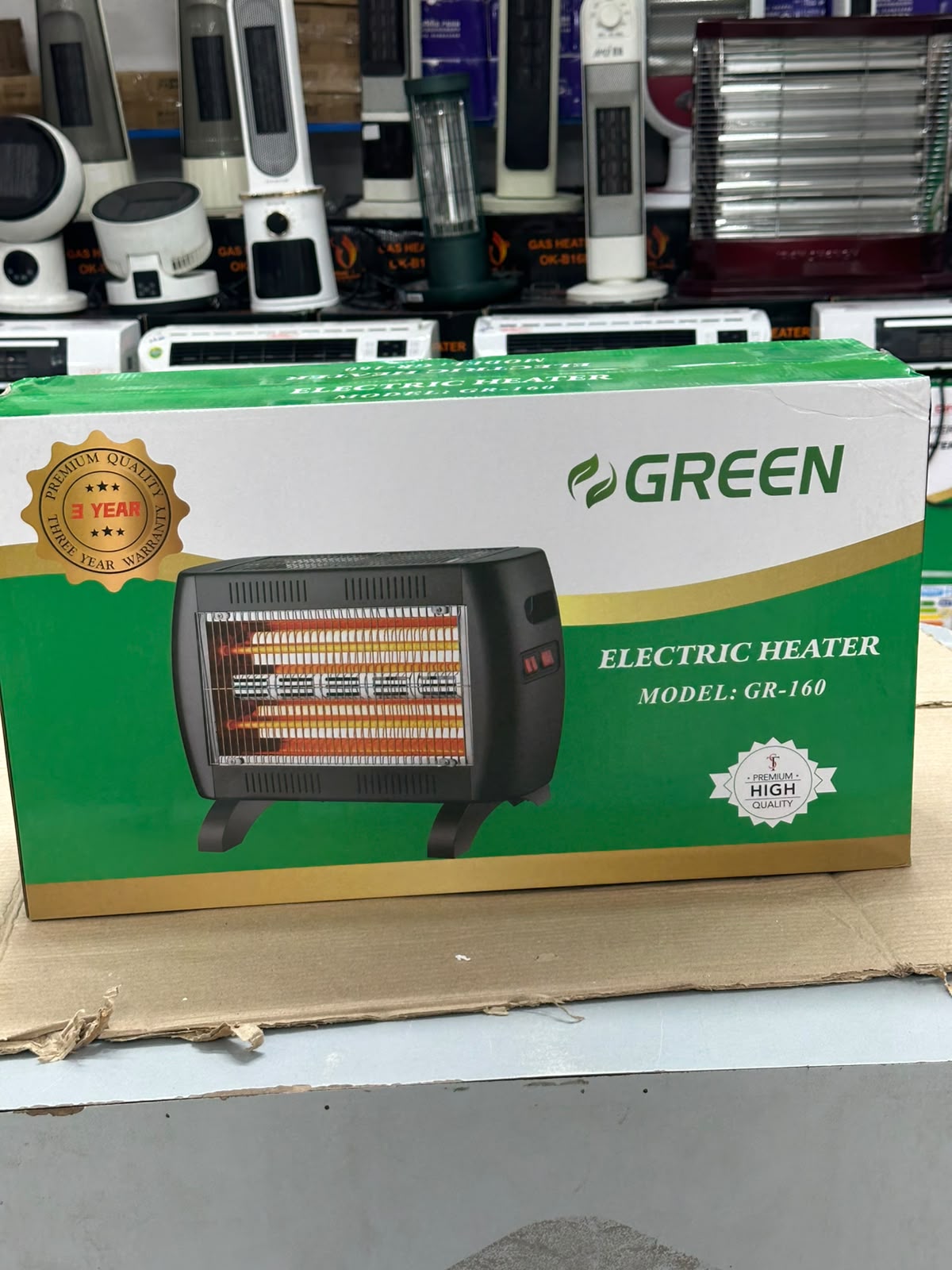 GREEN 800W Portable Electric Heater with 3 Quartz Tubes & Multi-Directional Heating (Model: GR-160)