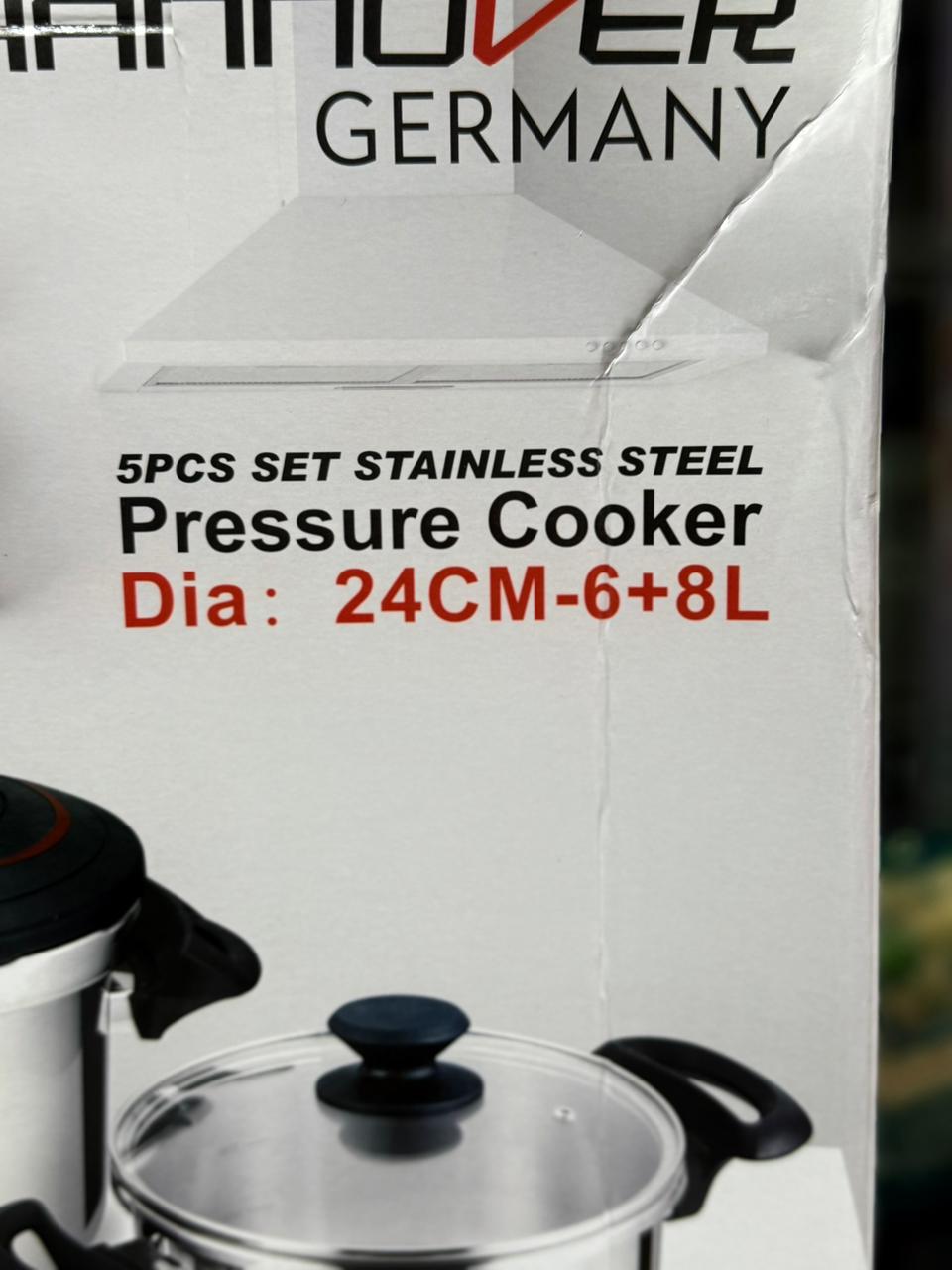 Hannover Germany 3 in 1 Stainless Steel Pressure Cooker 6+8L & Steamer