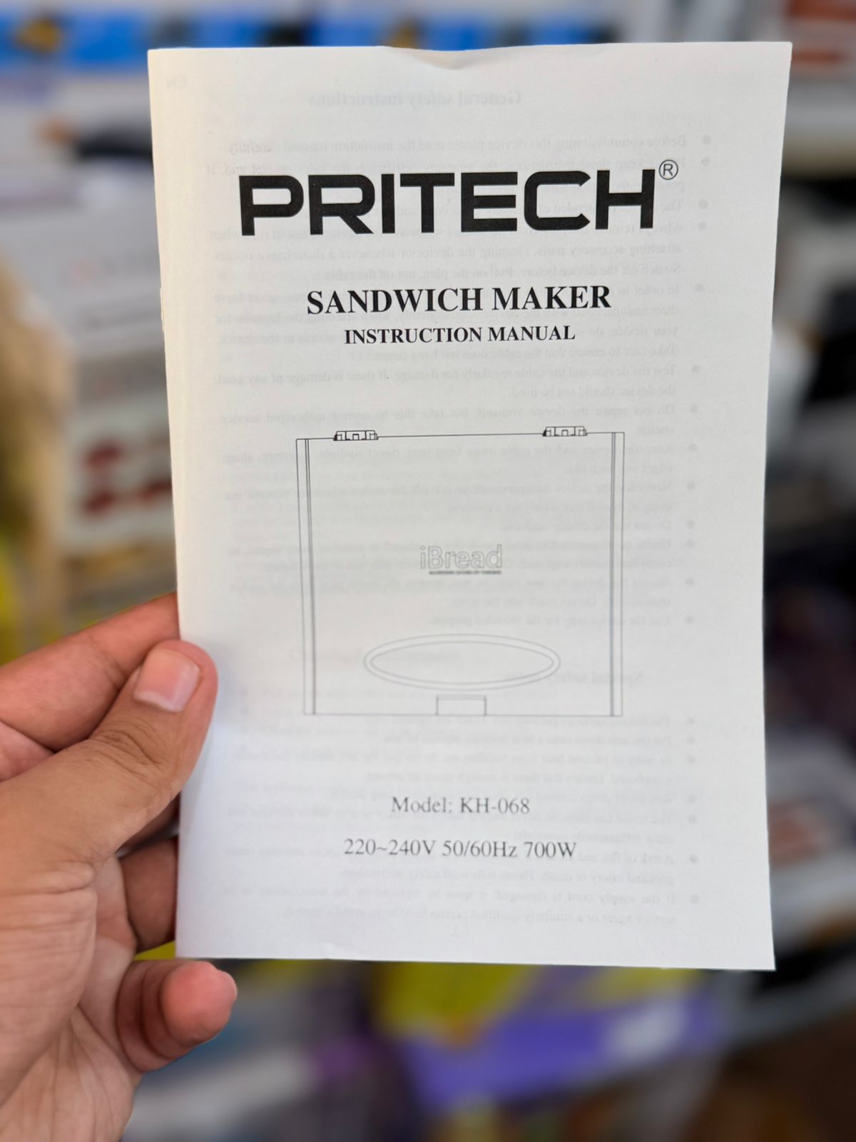 Lot Imported Pritech iBread 700W Sandwich Maker KH-068