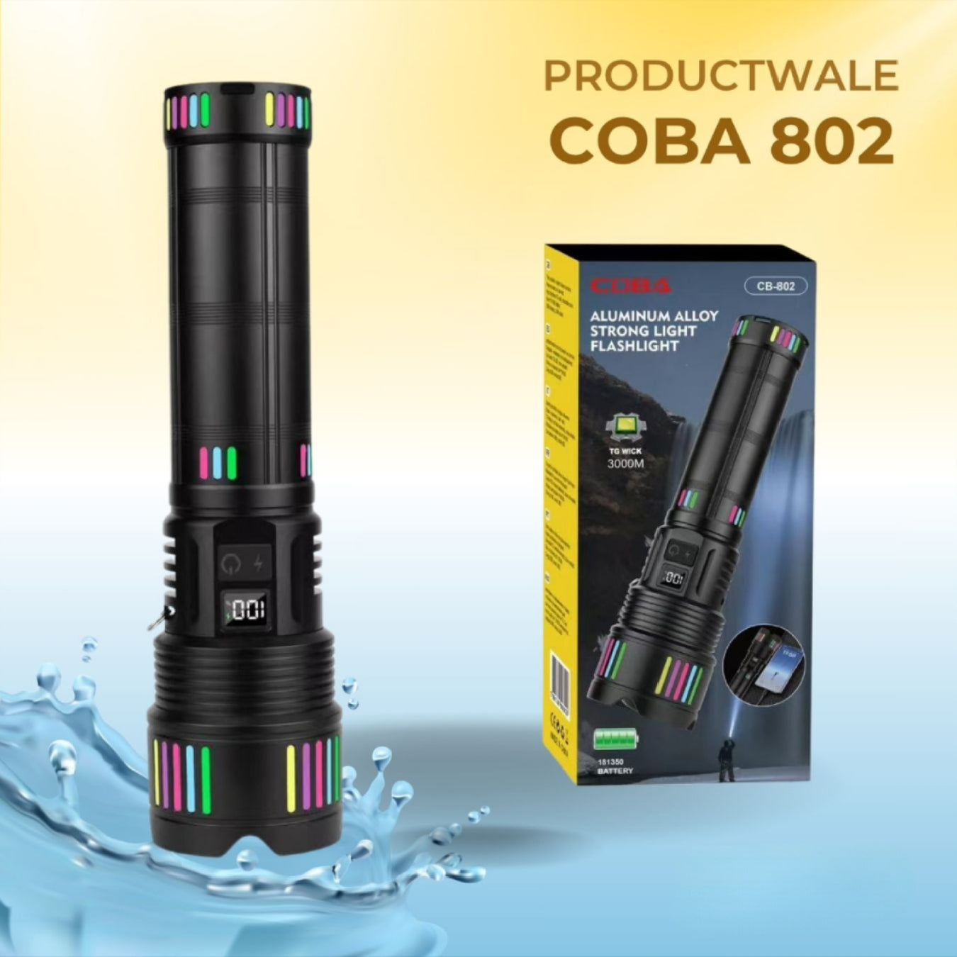 COBA Powerful Long Range Super Updated Model Led Flashlight - Torch CB-802